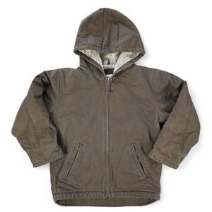 Blue Mountain Kids Canvas Sherpa Lined Hooded Jacket Youth M 10-12 Dark Brown